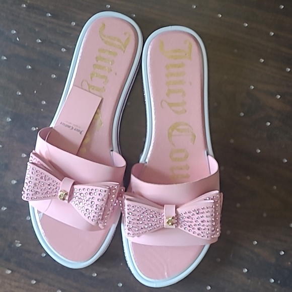 💕HP💕Juicy Couture Pink Rhinestone Bow Sandals - Size 10 - Picture 5 of 12